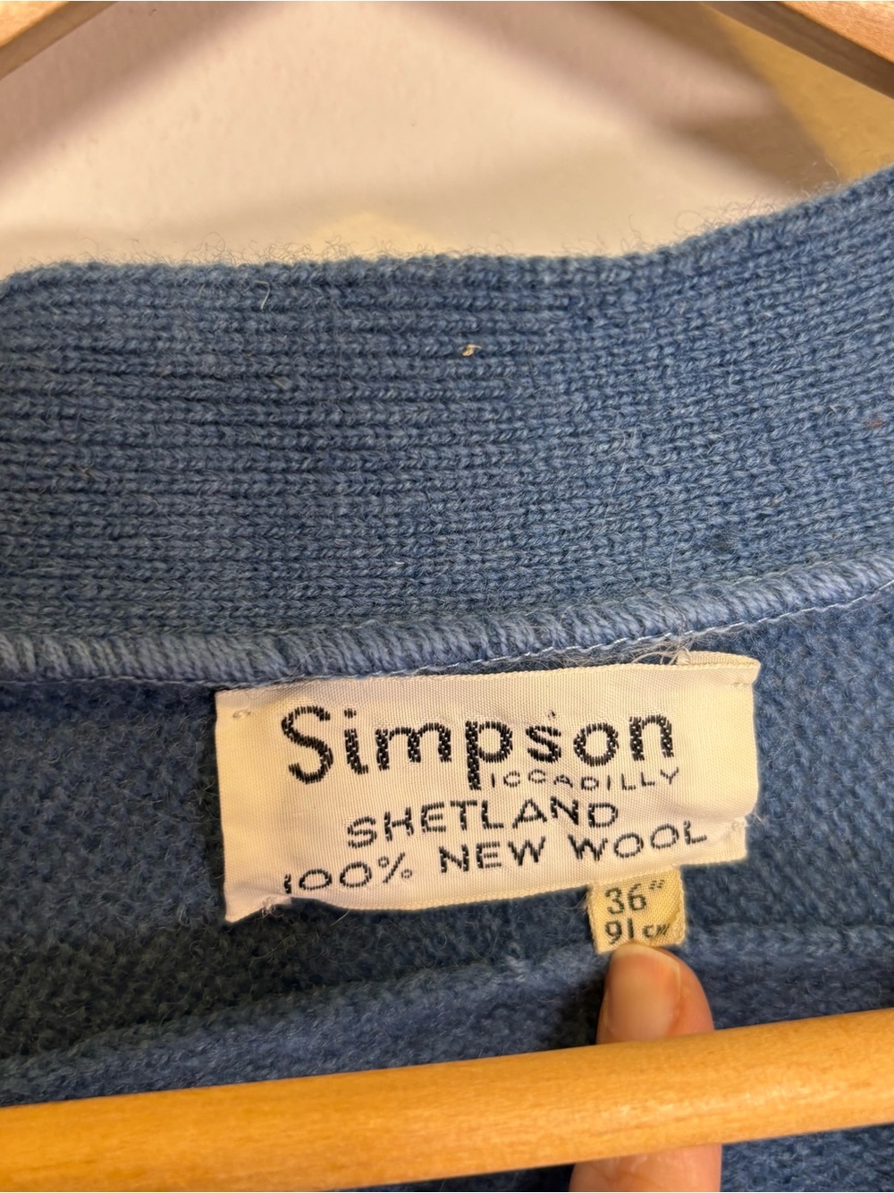 Vintage Simpson Piccadilly Scotland Shetland Wool Cardigan Skirt Set Blue - Picture 3 of 12